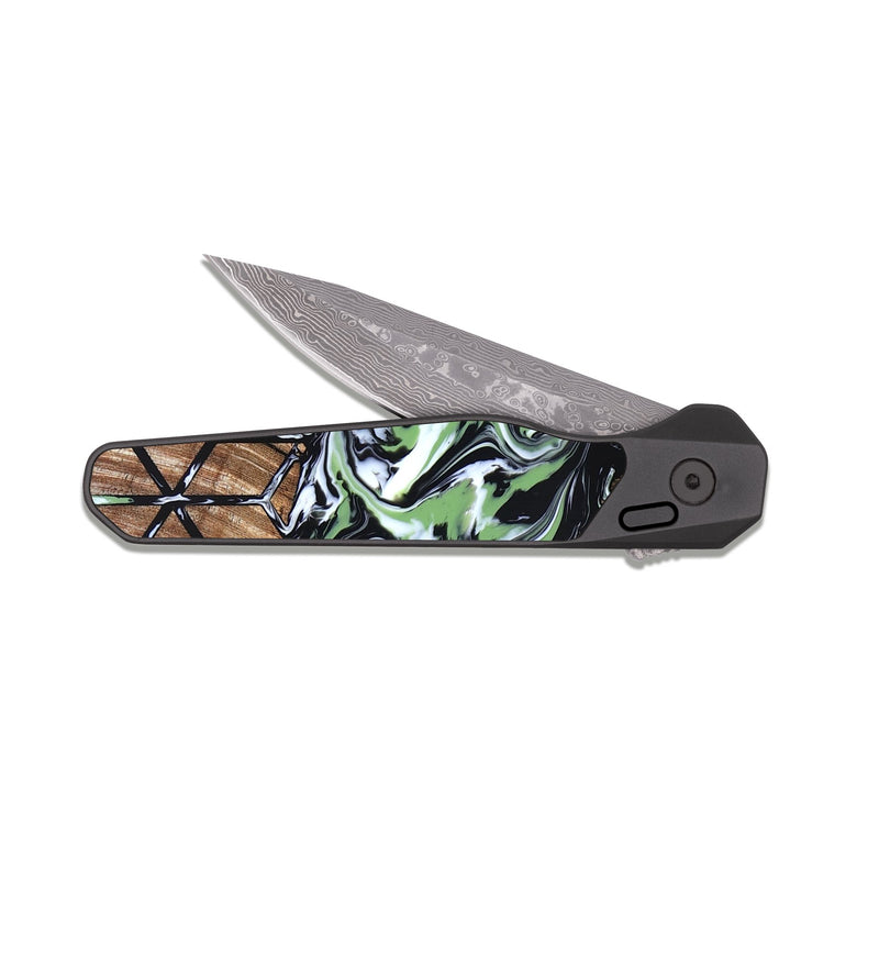 EDC Dark Damascus Wood Pocket Knife - Chelsey (Pattern, 819727)