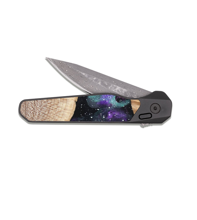 EDC Dark Damascus Wood Pocket Knife - Daren (Cosmos, 819740)