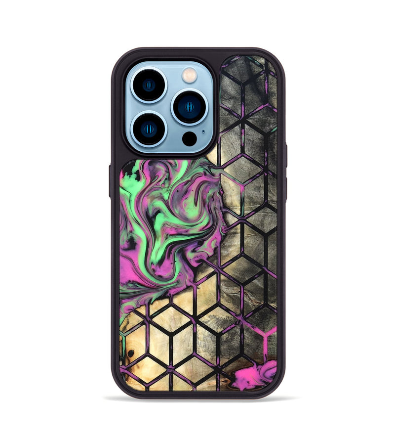 iPhone 14 Pro Wood Phone Case - Andria (Neon, 819752)