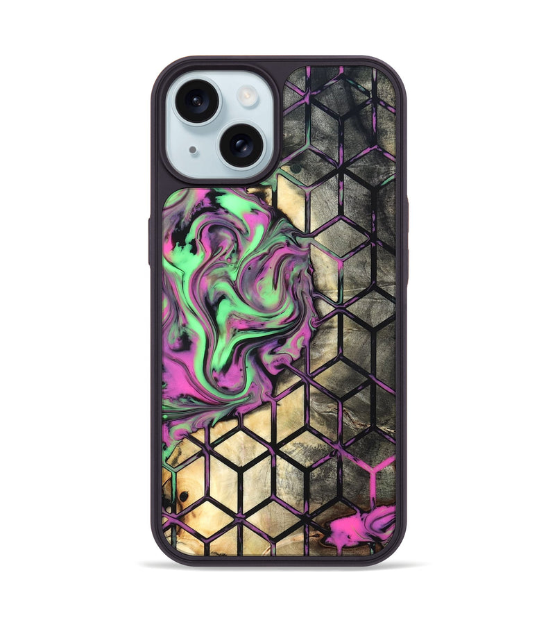 iPhone 15 Wood Phone Case - Andria (Neon, 819752)