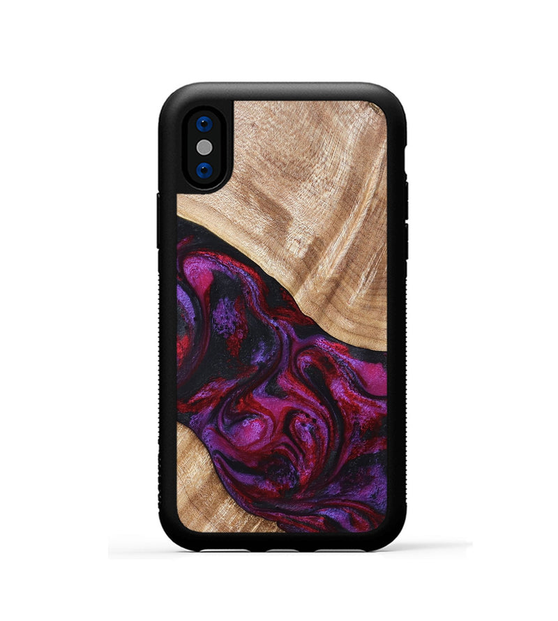 iPhone Xs Wood Phone Case - Margot (Red, 819756)