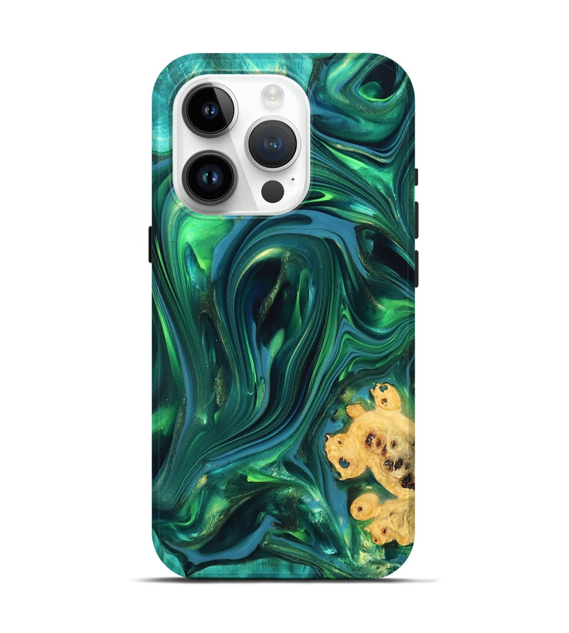 iPhone 15 Pro Wood Live Edge Phone Case - Ermias (Green, 819769)