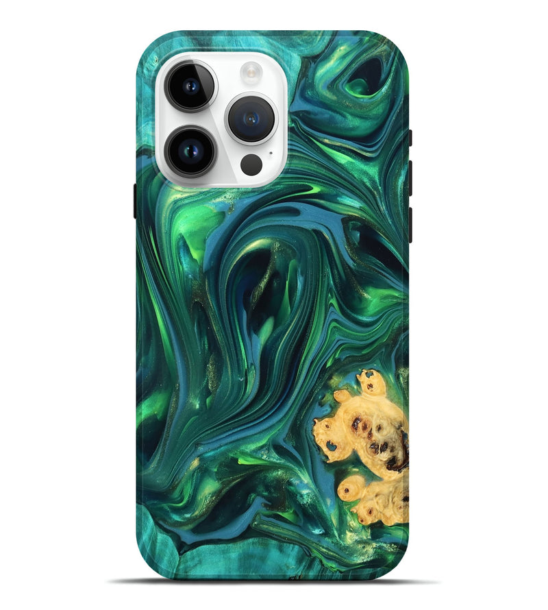 iPhone 15 Pro Max Wood Live Edge Phone Case - Ermias (Green, 819769)