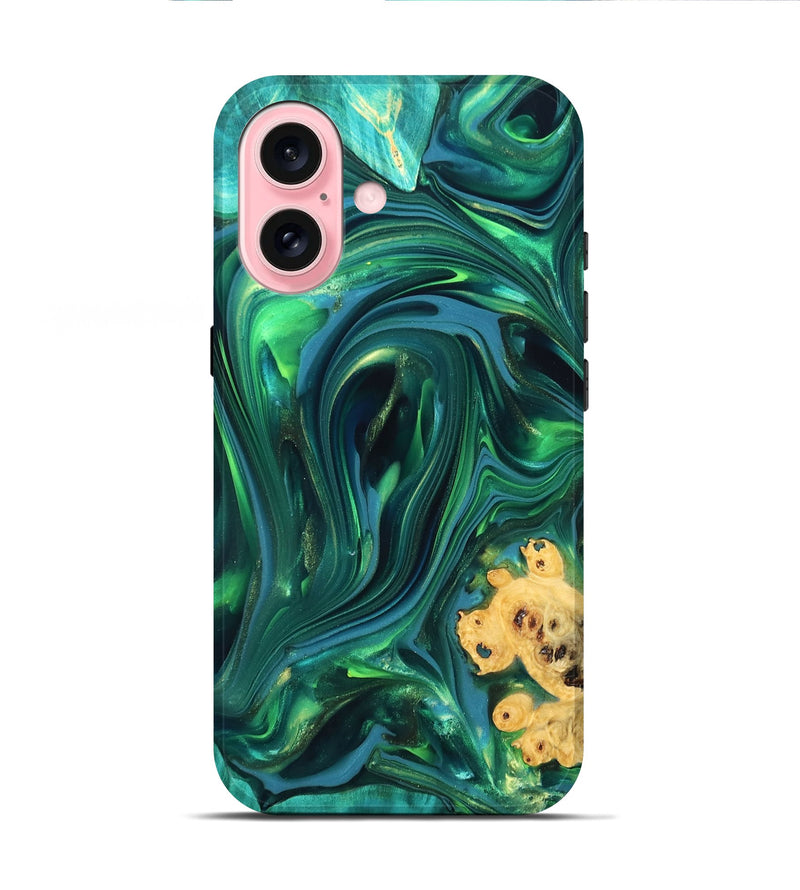 iPhone 16 Wood Live Edge Phone Case - Ermias (Green, 819769)