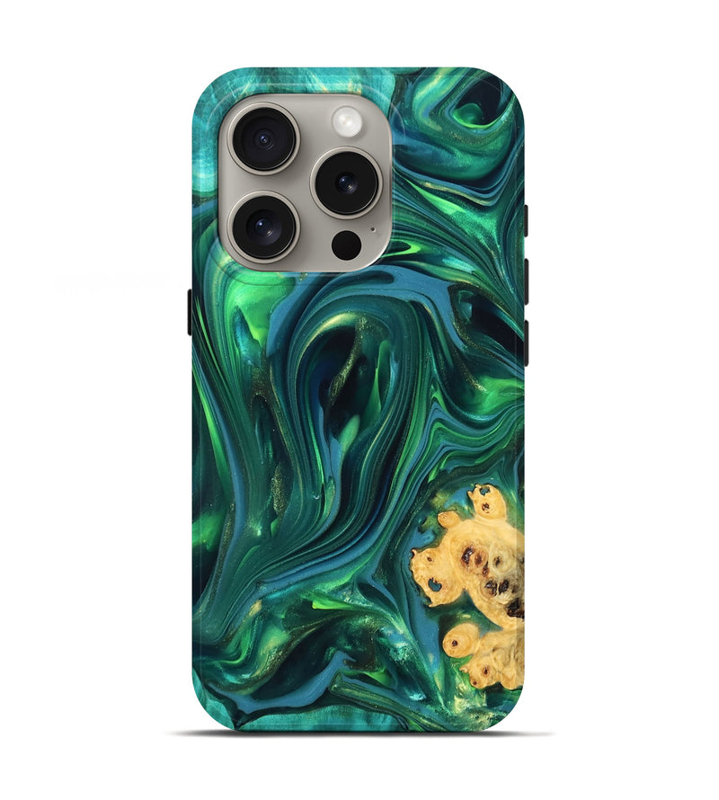 iPhone 16 Pro Wood Live Edge Phone Case - Ermias (Green, 819769)