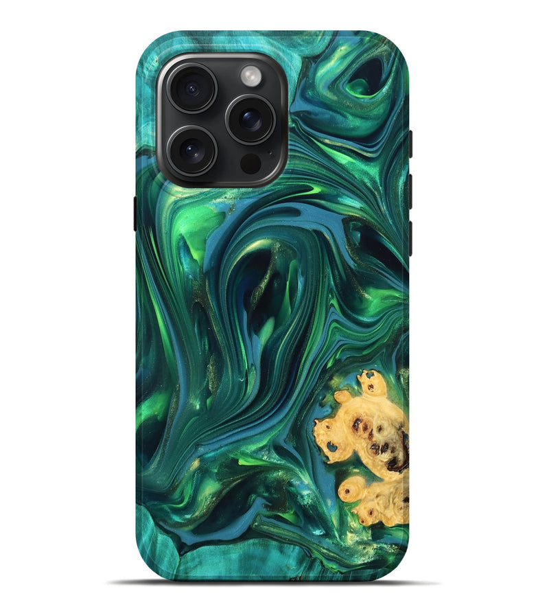 iPhone 16 Pro Max Wood Live Edge Phone Case - Ermias (Green, 819769)