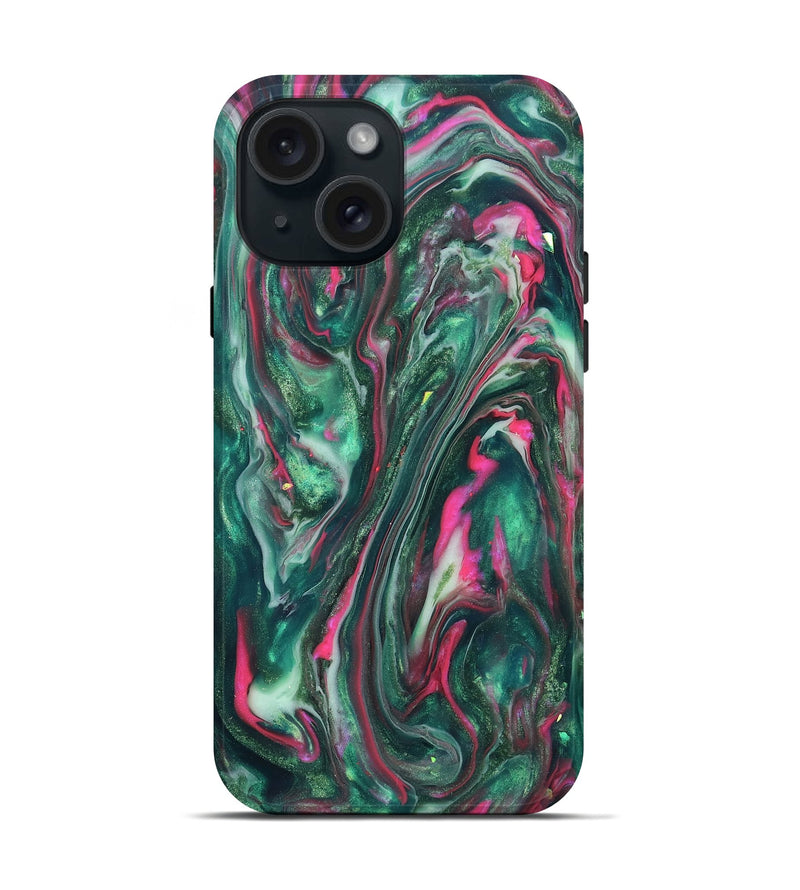 iPhone 15 ResinArt Live Edge Phone Case - Kirstin (Neon, 819775)