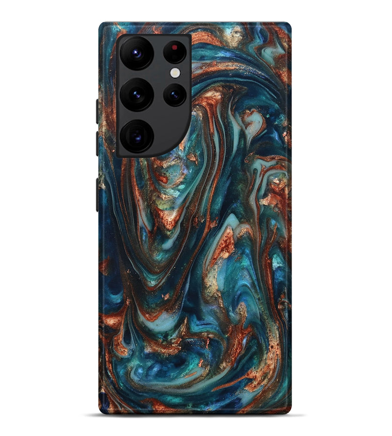 Galaxy S22 Ultra ResinArt Live Edge Phone Case - Taytum (Teal & Gold, 819780)