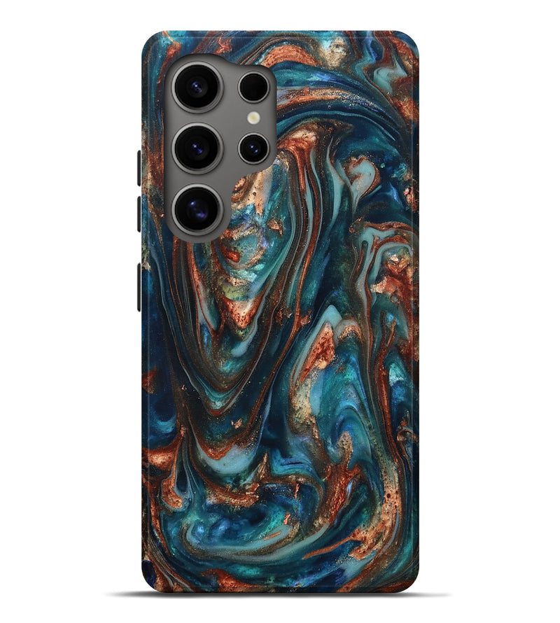 Galaxy S25 Ultra ResinArt Live Edge Phone Case - Taytum (Teal & Gold, 819780)