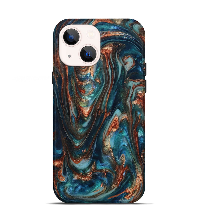 iPhone 13 ResinArt Live Edge Phone Case - Taytum (Teal & Gold, 819780)