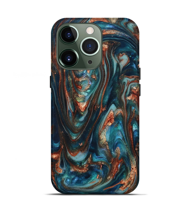 iPhone 13 Pro ResinArt Live Edge Phone Case - Taytum (Teal & Gold, 819780)