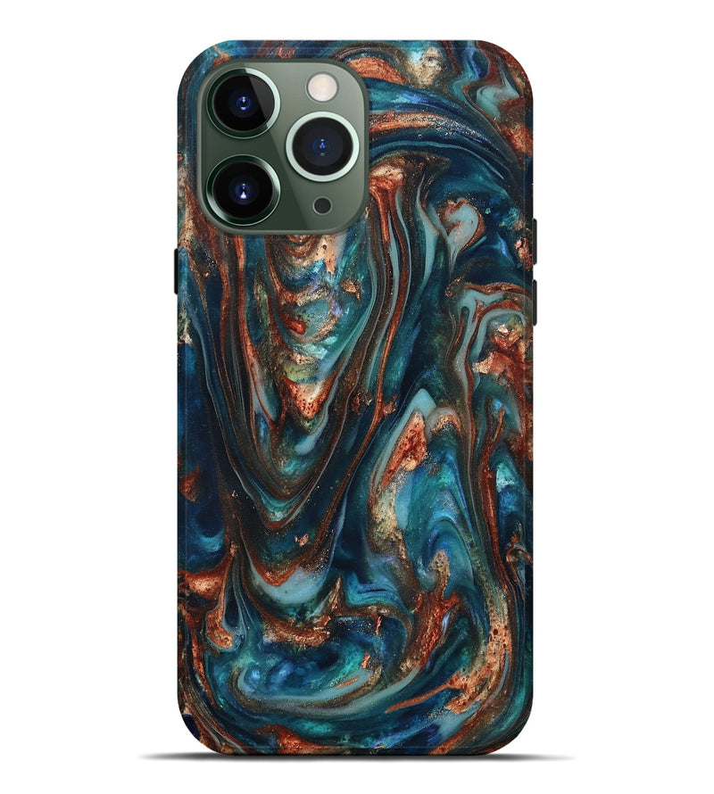 iPhone 13 Pro Max ResinArt Live Edge Phone Case - Taytum (Teal & Gold, 819780)