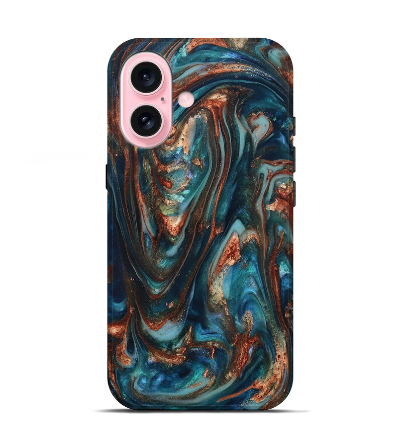 iPhone 17 ResinArt Live Edge Phone Case - Taytum (Teal & Gold, 819780)