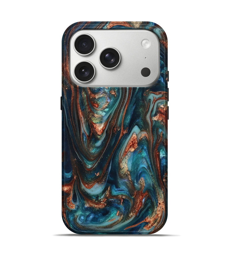 iPhone 17 Pro ResinArt Live Edge Phone Case - Taytum (Teal & Gold, 819780)