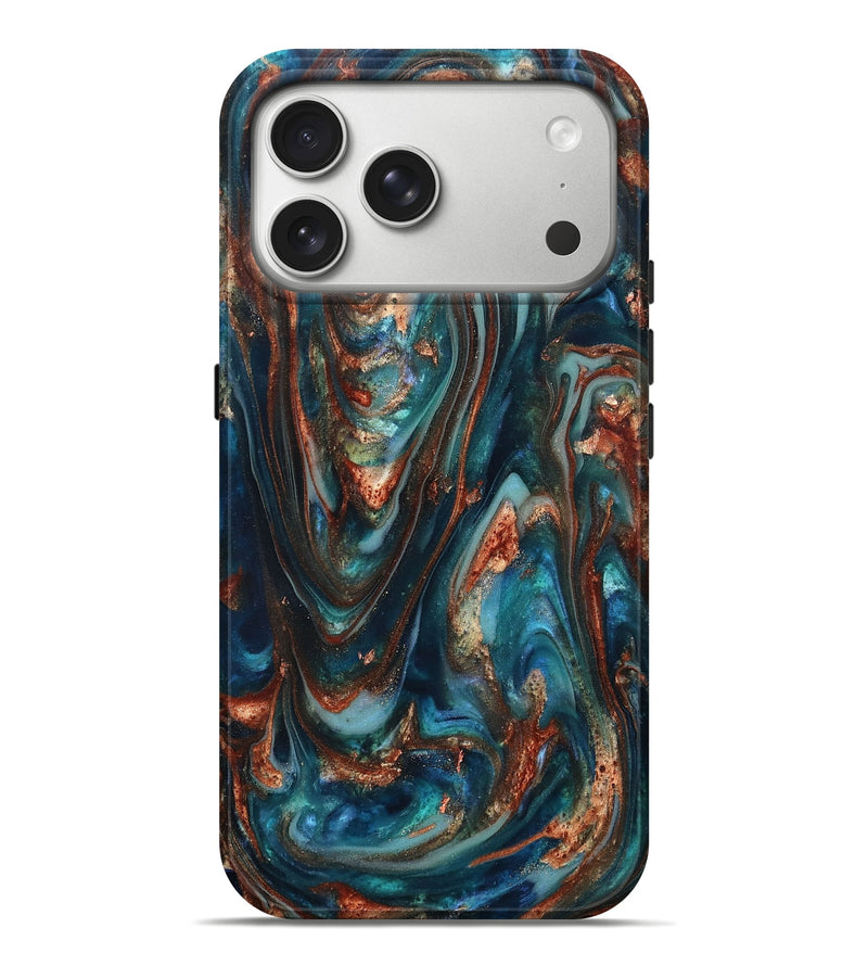 iPhone 17 Pro Max ResinArt Live Edge Phone Case - Taytum (Teal & Gold, 819780)
