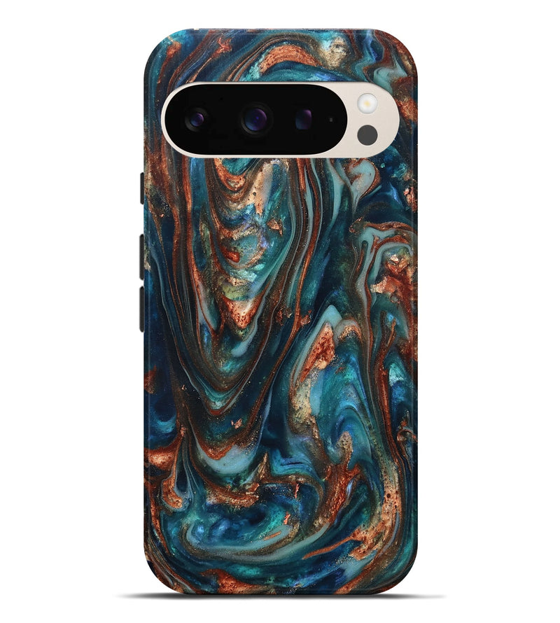 Pixel 9 Pro XL ResinArt Live Edge Phone Case - Taytum (Teal & Gold, 819780)
