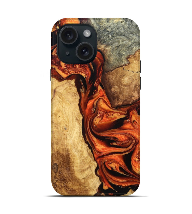 iPhone 15 Wood Live Edge Phone Case - Saige (Red, 819781)