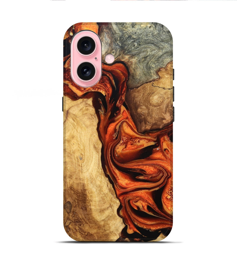 iPhone 16 Wood Live Edge Phone Case - Saige (Red, 819781)