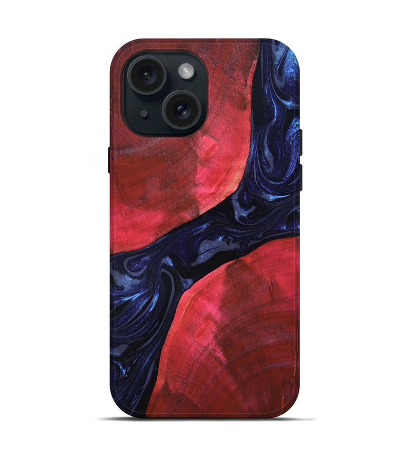 iPhone 15 Wood Live Edge Phone Case - Zetta (Blue, 819784)