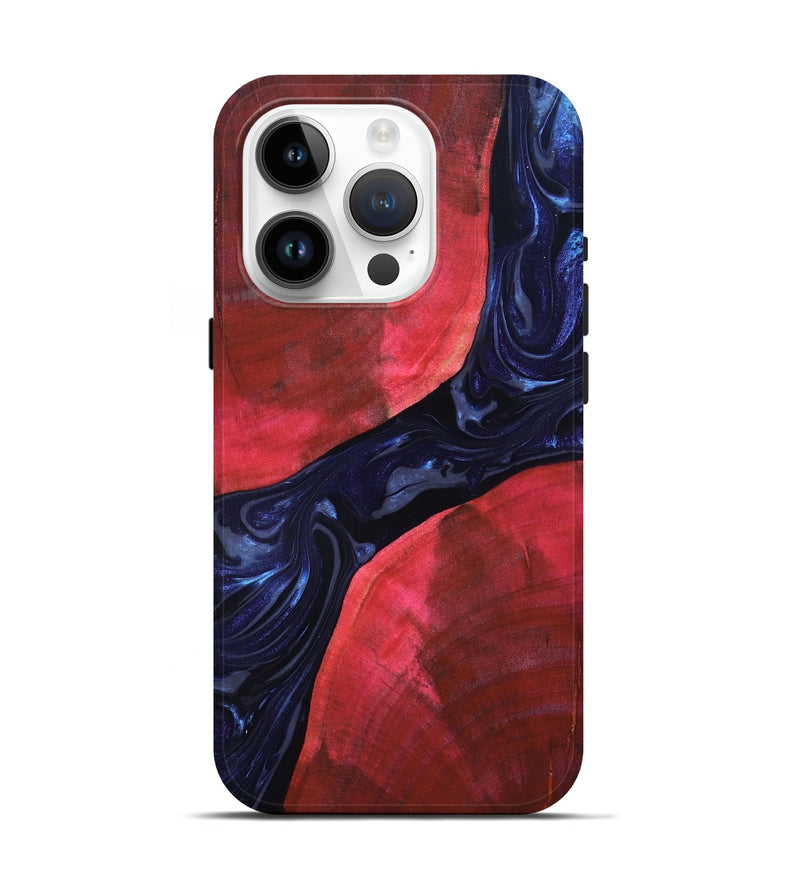 iPhone 15 Pro Wood Live Edge Phone Case - Zetta (Blue, 819784)