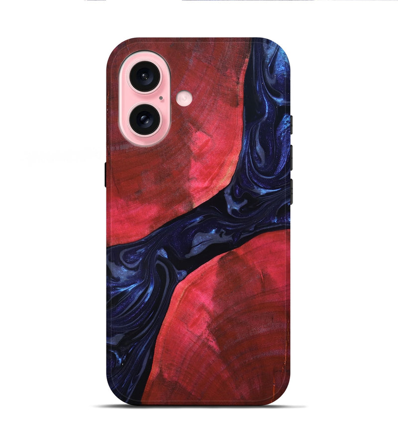 iPhone 16 Wood Live Edge Phone Case - Zetta (Blue, 819784)