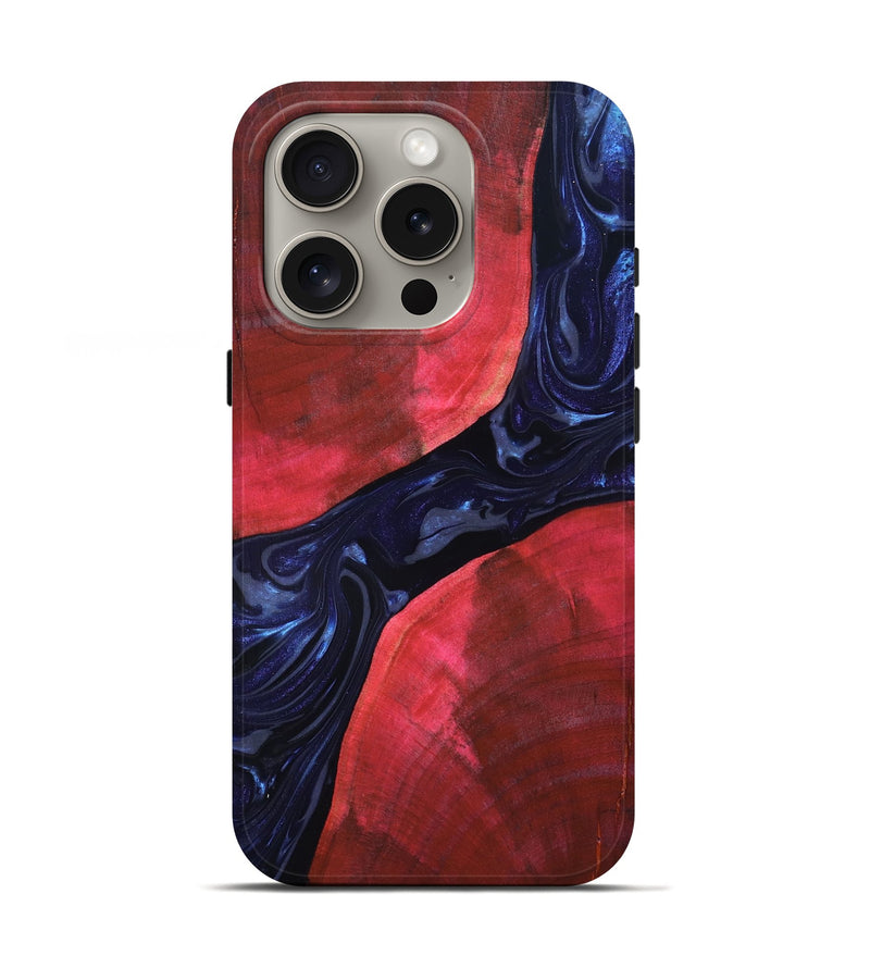 iPhone 16 Pro Wood Live Edge Phone Case - Zetta (Blue, 819784)