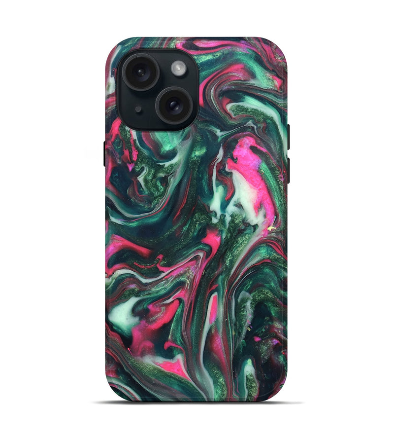 iPhone 15 ResinArt Live Edge Phone Case - Siobhan (Neon, 819789)