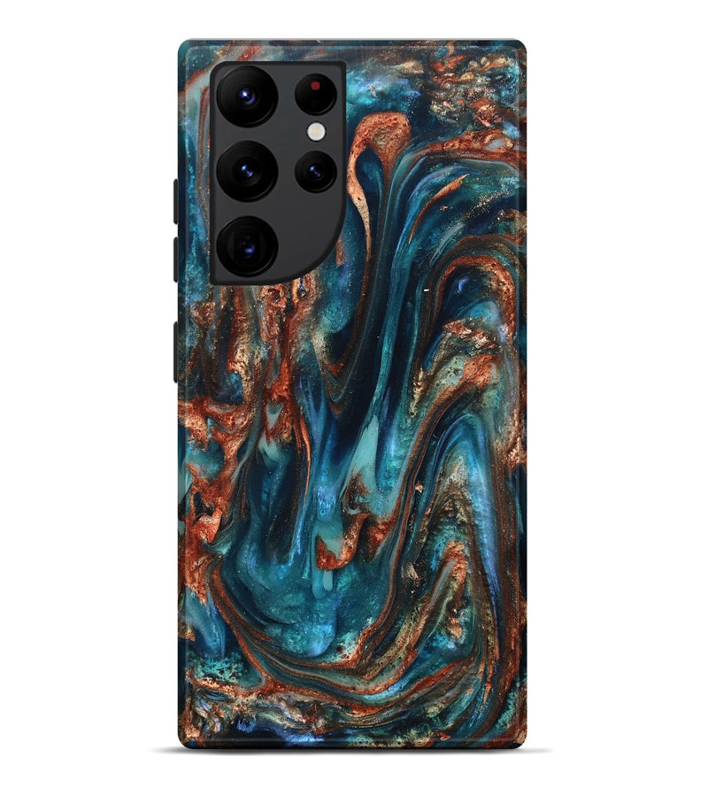 Galaxy S22 Ultra ResinArt Live Edge Phone Case - Abby (Teal & Gold, 819794)