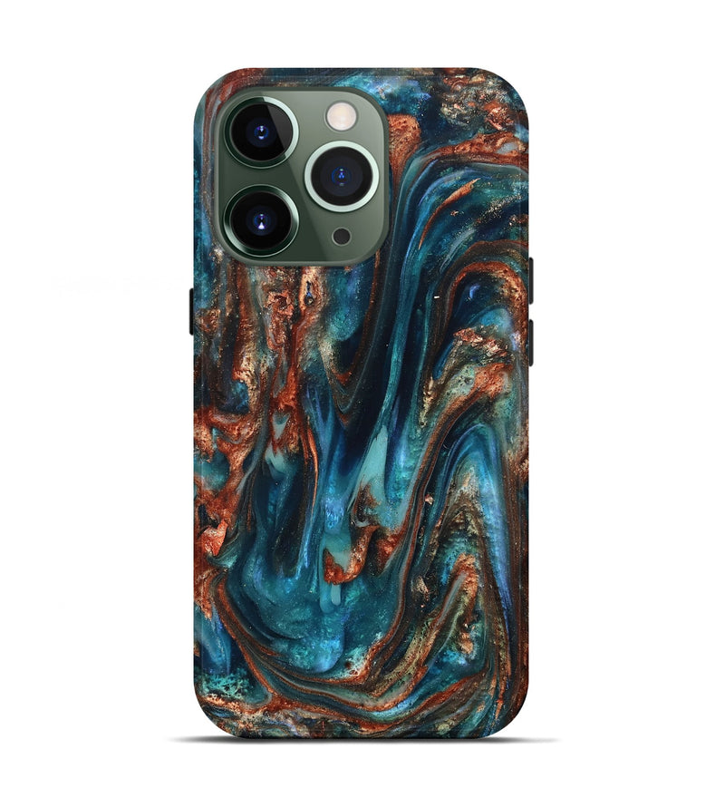 iPhone 13 Pro ResinArt Live Edge Phone Case - Abby (Teal & Gold, 819794)