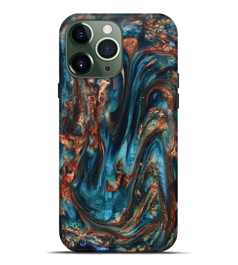iPhone 13 Pro Max ResinArt Live Edge Phone Case - Abby (Teal & Gold, 819794)