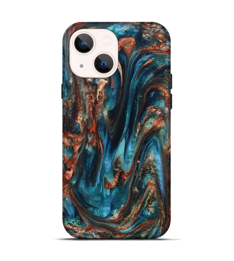 iPhone 14 ResinArt Live Edge Phone Case - Abby (Teal & Gold, 819794)
