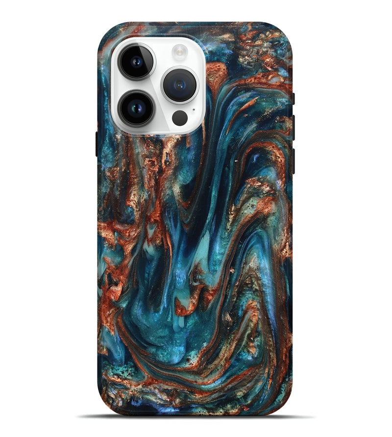 iPhone 15 Pro Max ResinArt Live Edge Phone Case - Abby (Teal & Gold, 819794)