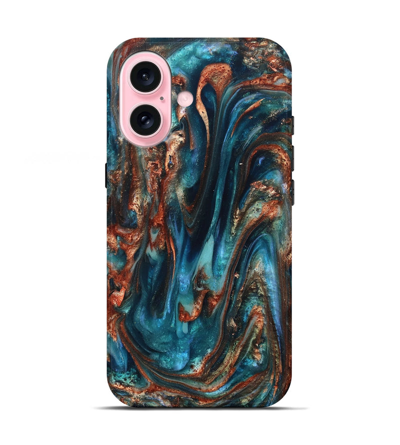 iPhone 17 ResinArt Live Edge Phone Case - Abby (Teal & Gold, 819794)