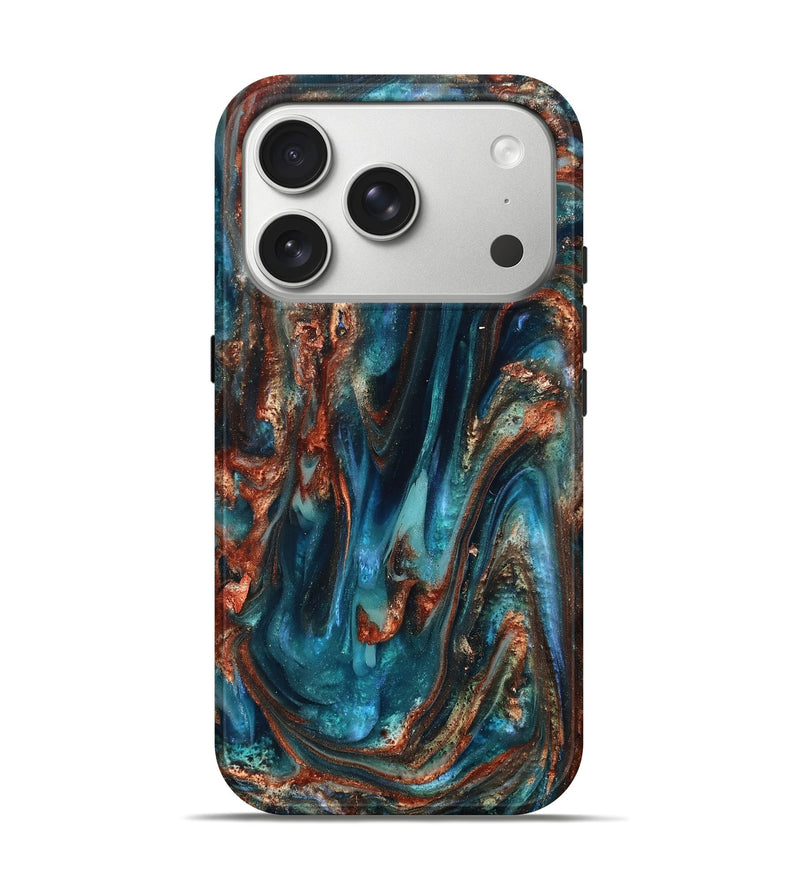 iPhone 17 Pro ResinArt Live Edge Phone Case - Abby (Teal & Gold, 819794)