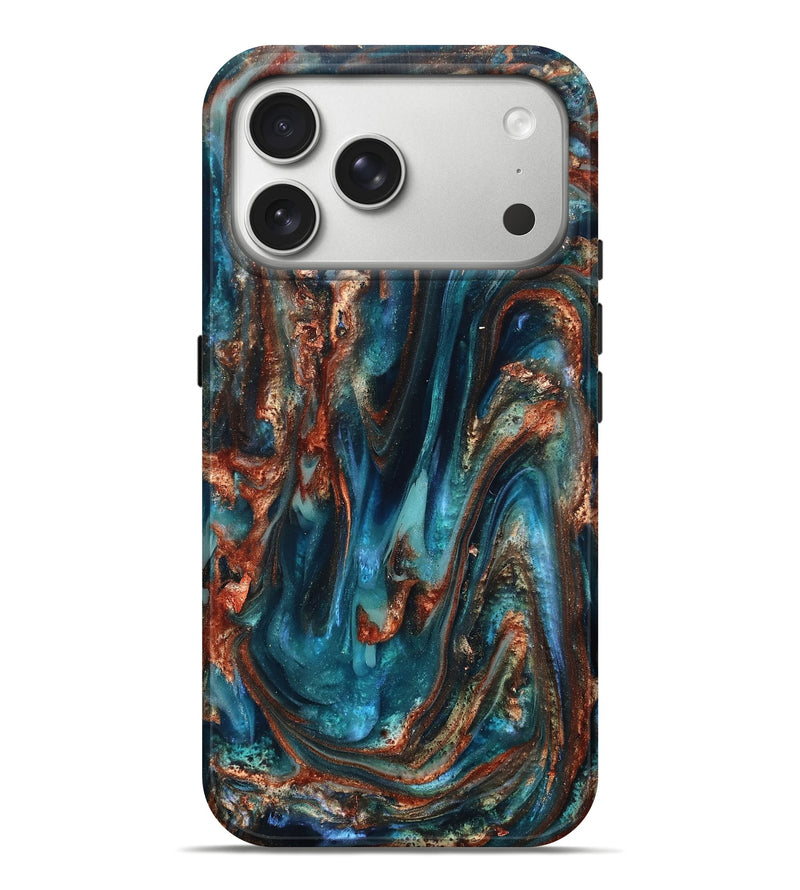 iPhone 17 Pro Max ResinArt Live Edge Phone Case - Abby (Teal & Gold, 819794)