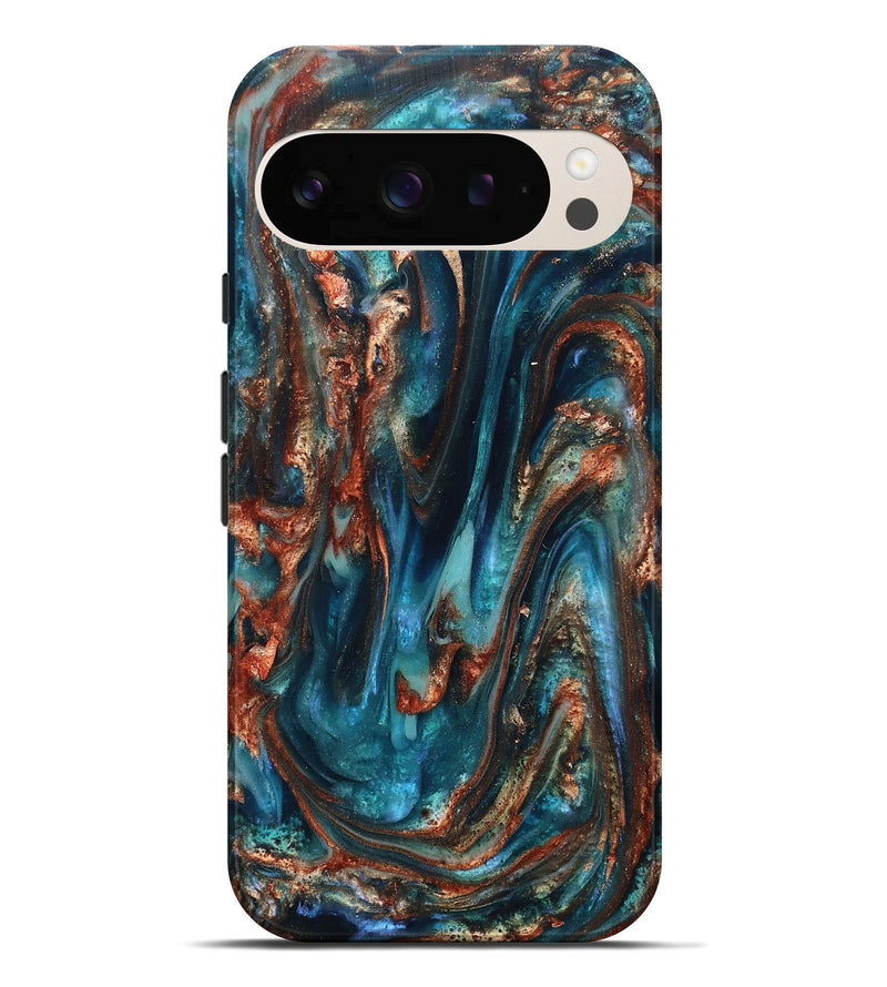 Pixel 10 Pro XL ResinArt Live Edge Phone Case - Abby (Teal & Gold, 819794)