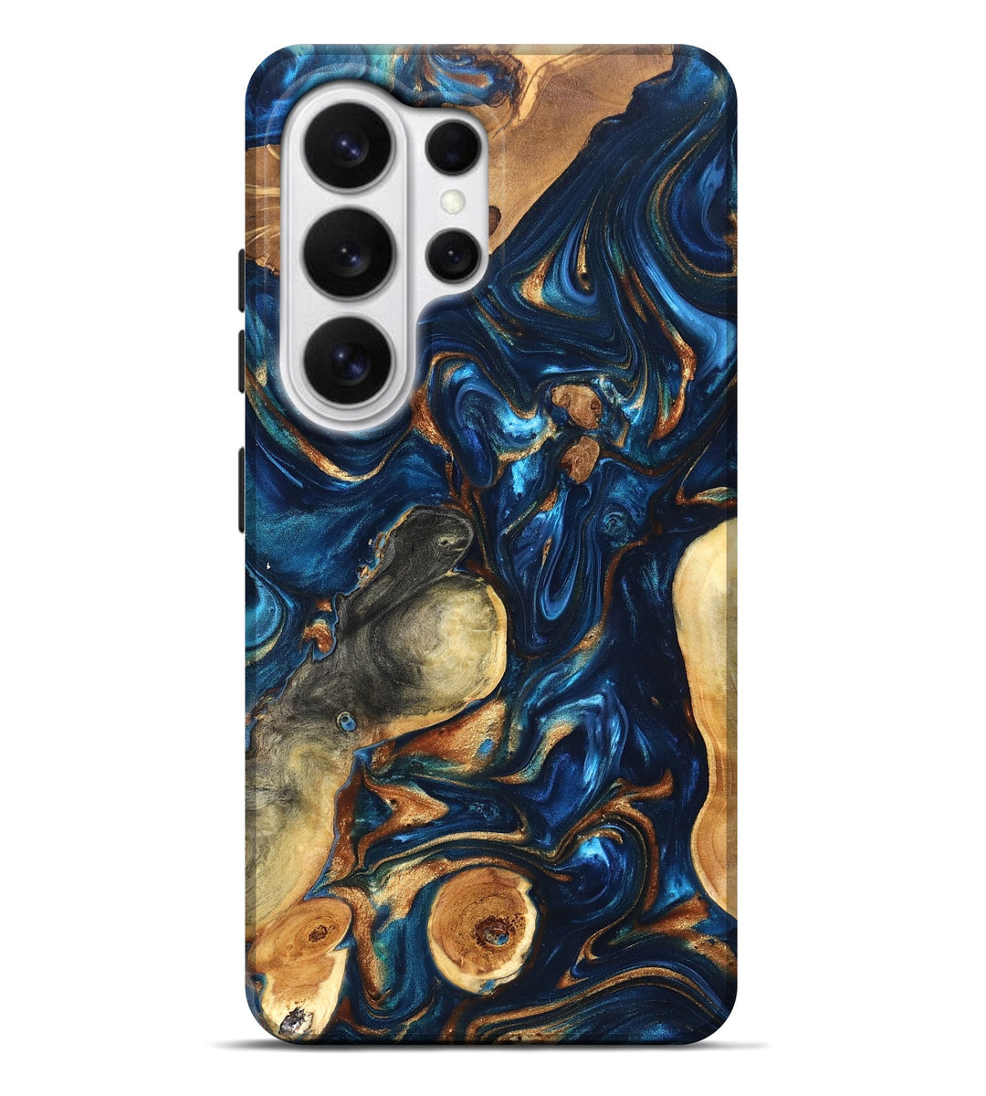 Galaxy S26 Ultra Wood Live Edge Phone Case - Meghann (Teal & Gold, 819795)