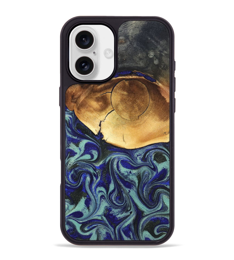iPhone 16 Plus Wood Phone Case - Antonia (Blue, 819799)