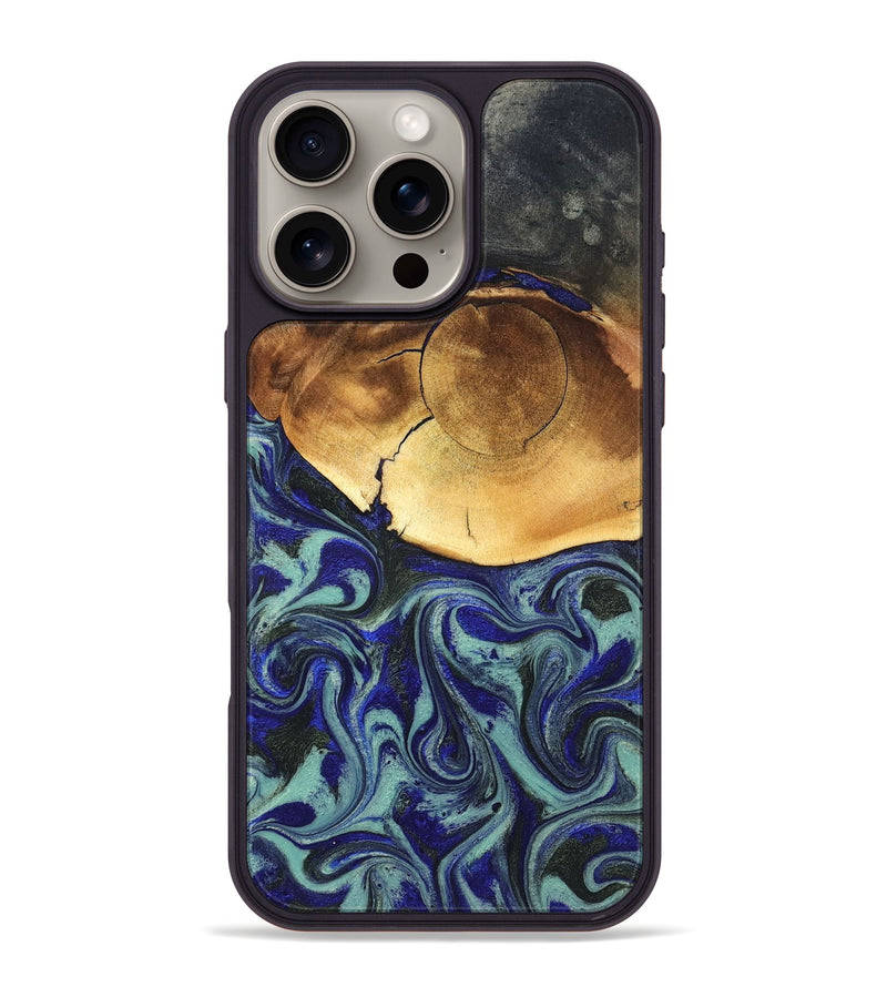 iPhone 16 Pro Max Wood Phone Case - Antonia (Blue, 819799)