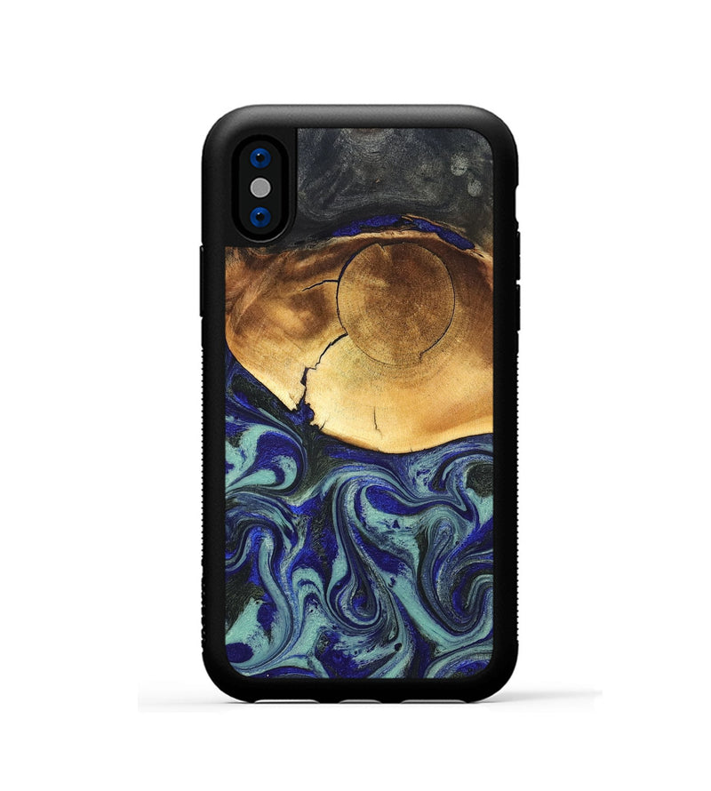 iPhone Xs Wood Phone Case - Antonia (Blue, 819799)