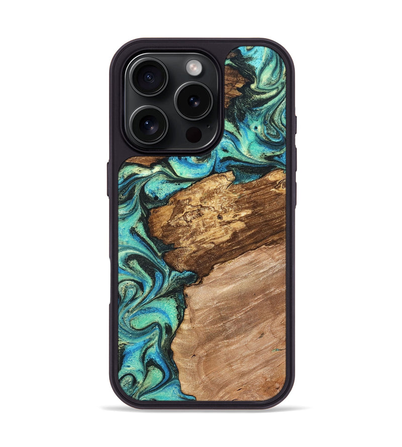 iPhone 16 Pro Wood Phone Case - Ron (Green, 819802)