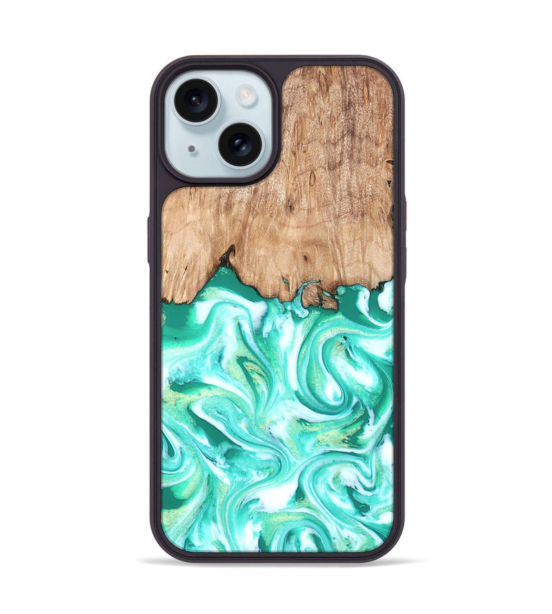 iPhone 15 Wood Phone Case - Francis (Green, 819804)