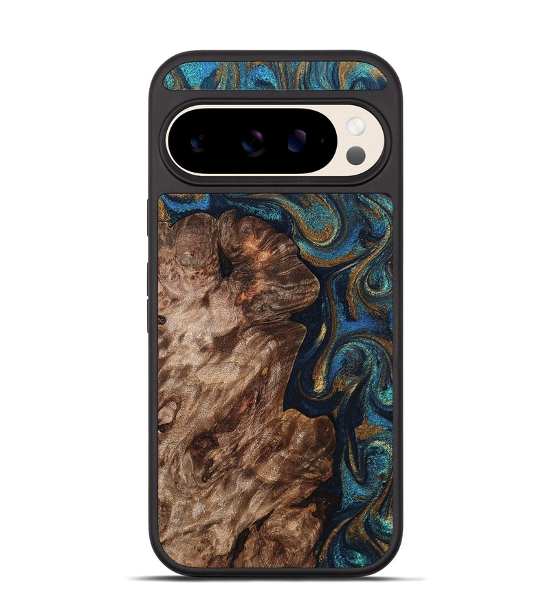 Pixel 10 Wood Phone Case - Bonita (Teal & Gold, 819810)