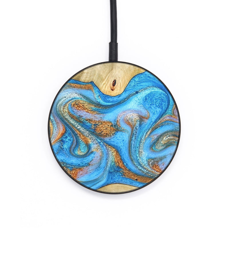 Circle Wood Wireless Charger - Tonja (Teal & Gold, 819811)