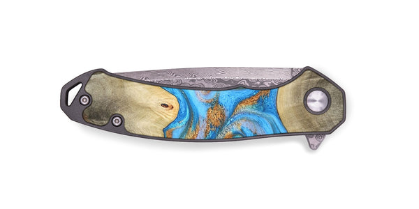 EDC Wood Pocket Knife - Tonja (Teal & Gold, 819811)