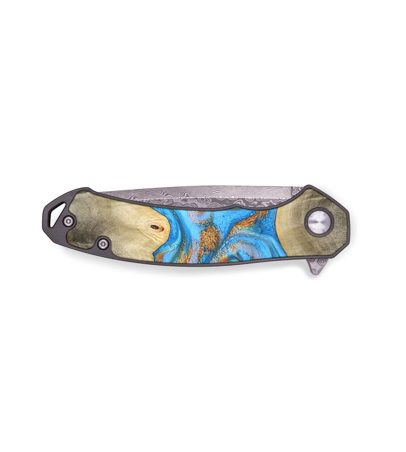 EDC Wood Pocket Knife - Tonja (Teal & Gold, 819811)