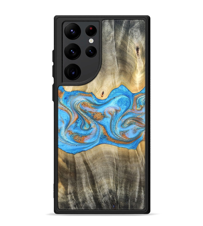 Galaxy S22 Ultra Wood Phone Case - Tonja (Teal & Gold, 819811)