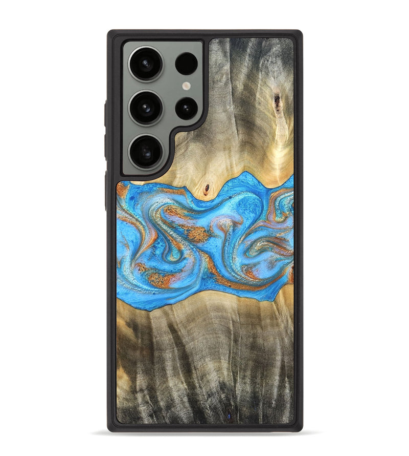 Galaxy S23 Ultra Wood Phone Case - Tonja (Teal & Gold, 819811)