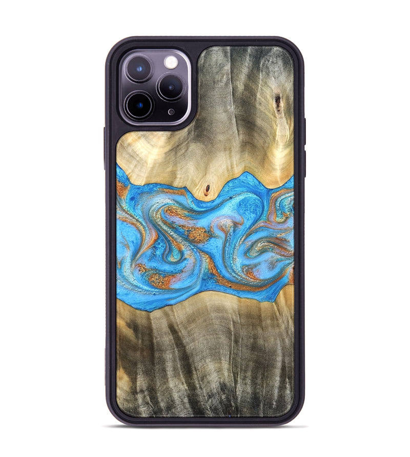 iPhone 11 Pro Max Wood Phone Case - Tonja (Teal & Gold, 819811)