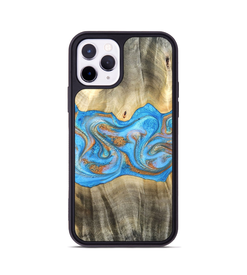 iPhone 11 Pro Wood Phone Case - Tonja (Teal & Gold, 819811)